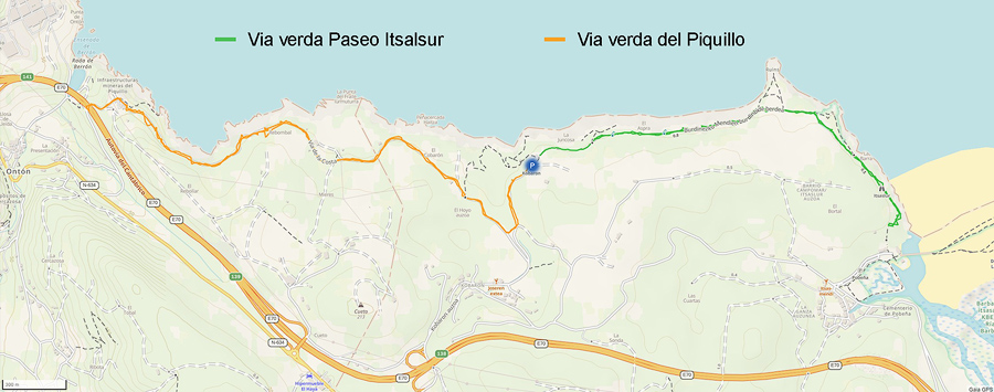 Mapa de les vies verdes d'Itsalsur i del Piquillo